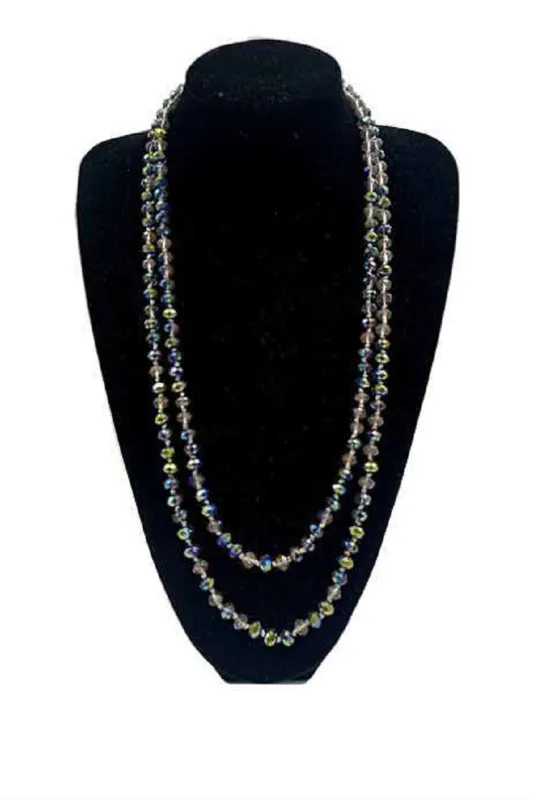 8mm 60" KNOTTED CLEAR MULTI BEADED LONG NECKLACE ( 0064 CLF430 ) sold by Oh My Jewelry