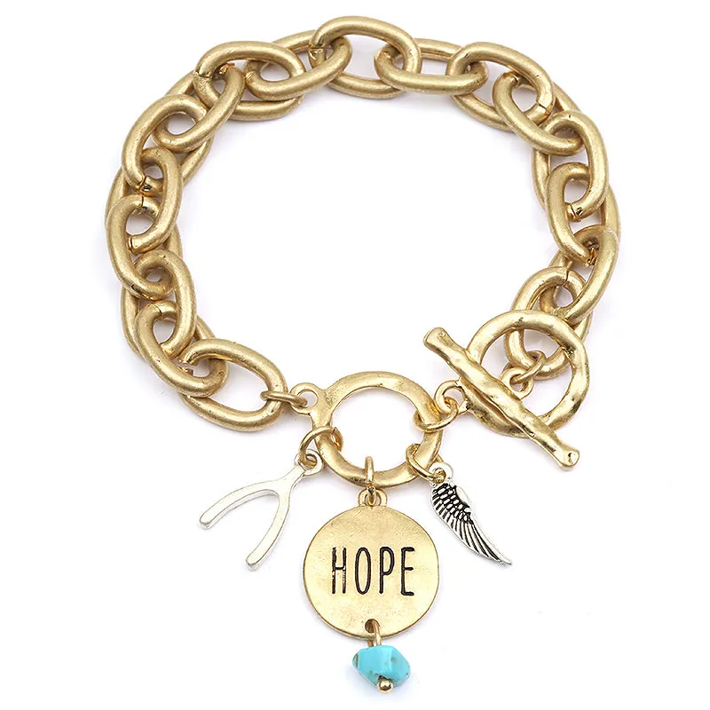 GOLD HOPE CHARM BRACELET ( 1009 HOPE ) sold by Oh My Jewelry