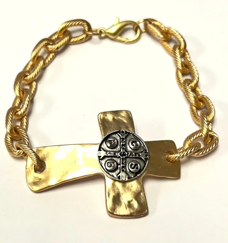 GOLD CROSS BRACELET ( 002 G ) sold by Oh My Jewelry