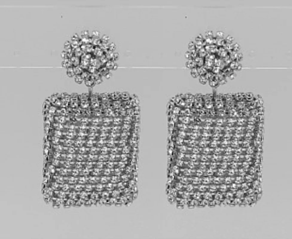 SQUARE PAVE STONE DANGLING EARRINGS ( 2290 SLCRY ) sold by Oh My Jewelry