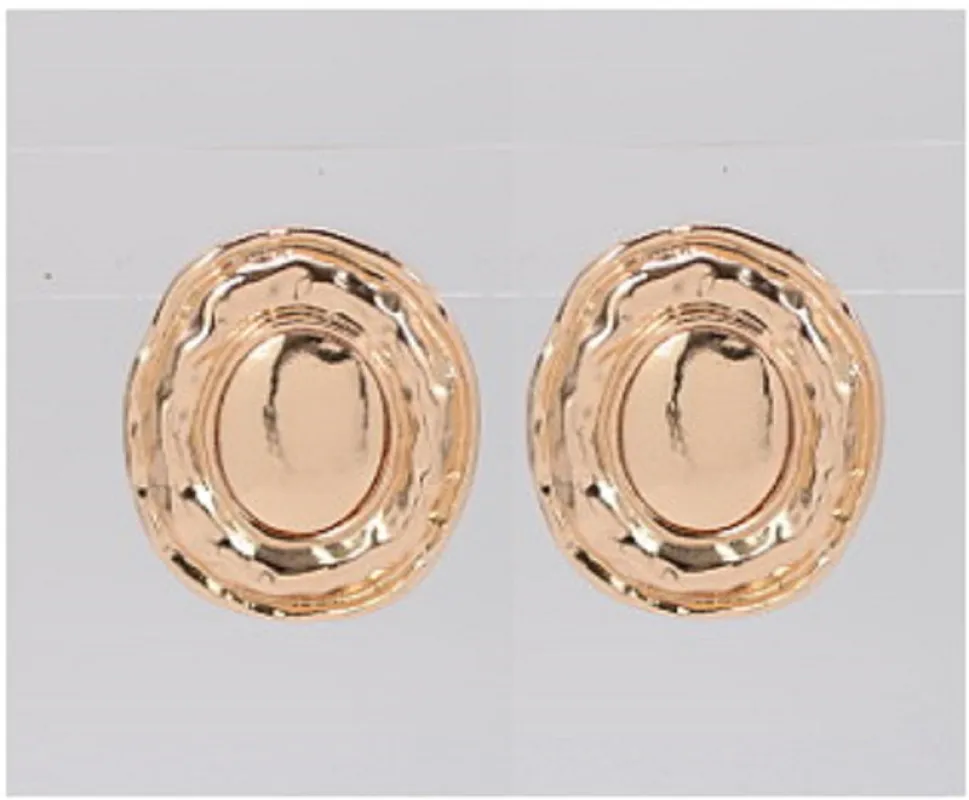 GOLD ROUND EARRINGS ( 4735 GOL ) sold by Oh My Jewelry