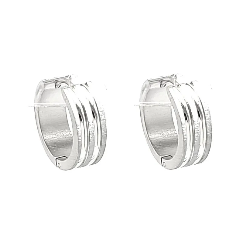 SILVER STAINLESS STEEL HOOP EARRINGS ( 136 S ) sold by Oh My Jewelry