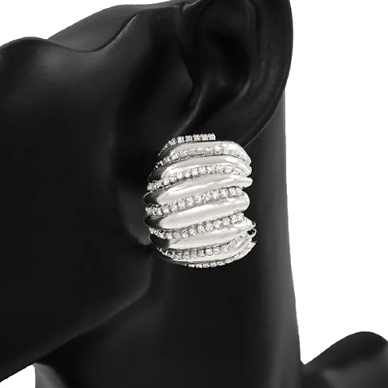 SILVER HOOP EARRINGS CLEAR STONES ( 2541 RDCLR ) sold by Oh My Jewelry