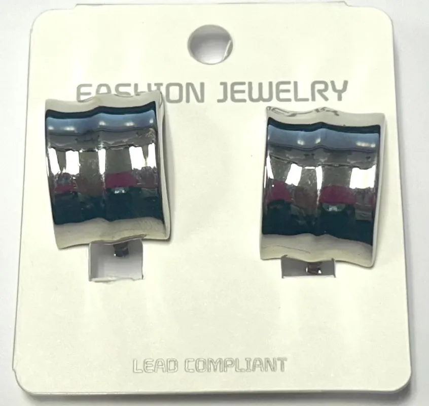 SILVER METAL CLIP ON EARRINGS ( 20480 S ) sold by Oh My Jewelry