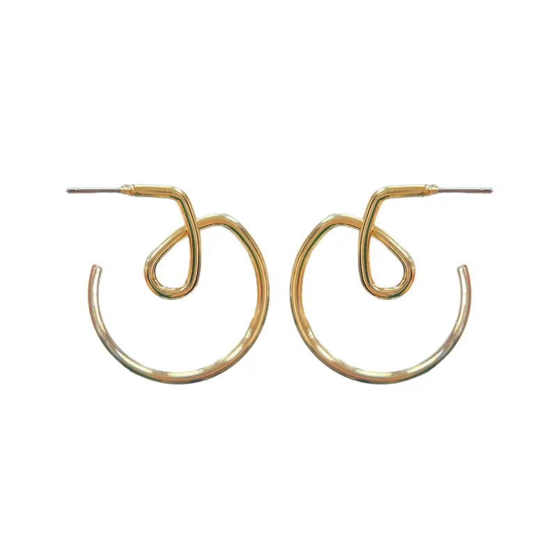 GOLD METAL HOOP EARRINGS ( 28576 G ) sold by Oh My Jewelry