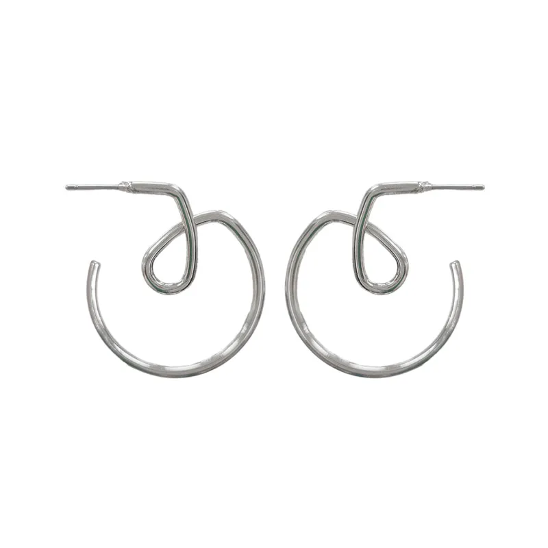 SILVER METAL HOOP EARRINGS ( 28576 S ) sold by Oh My Jewelry