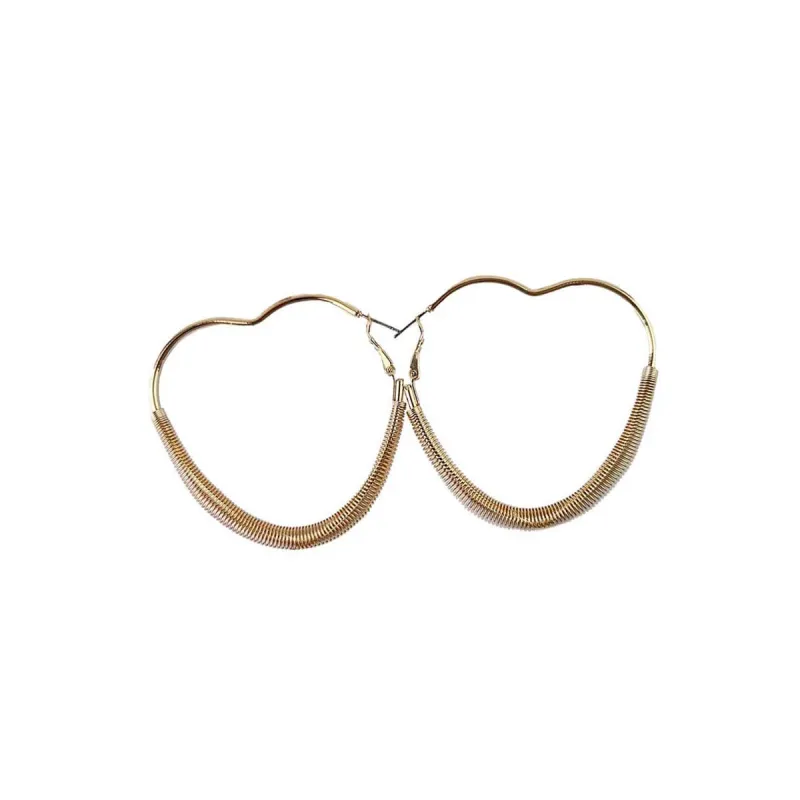 GOLD HEART HOOP EARRINGS ( 0878 GDXX ) sold by Oh My Jewelry