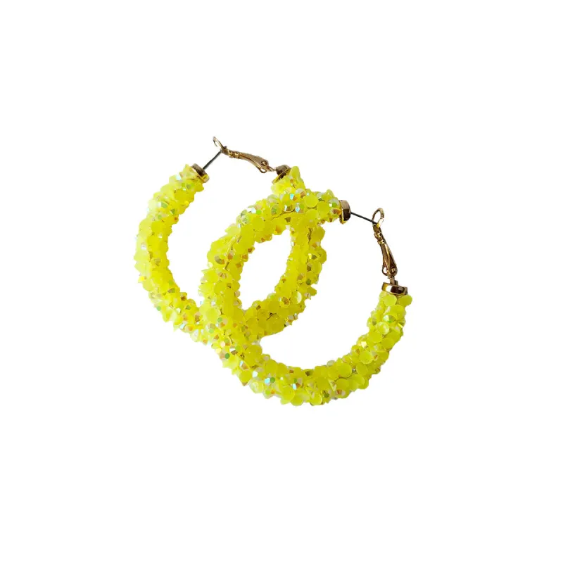 ACRYLIC STONE HOOP EARRINGS ( 0834 GDNY ) made by Oh My Jewelry