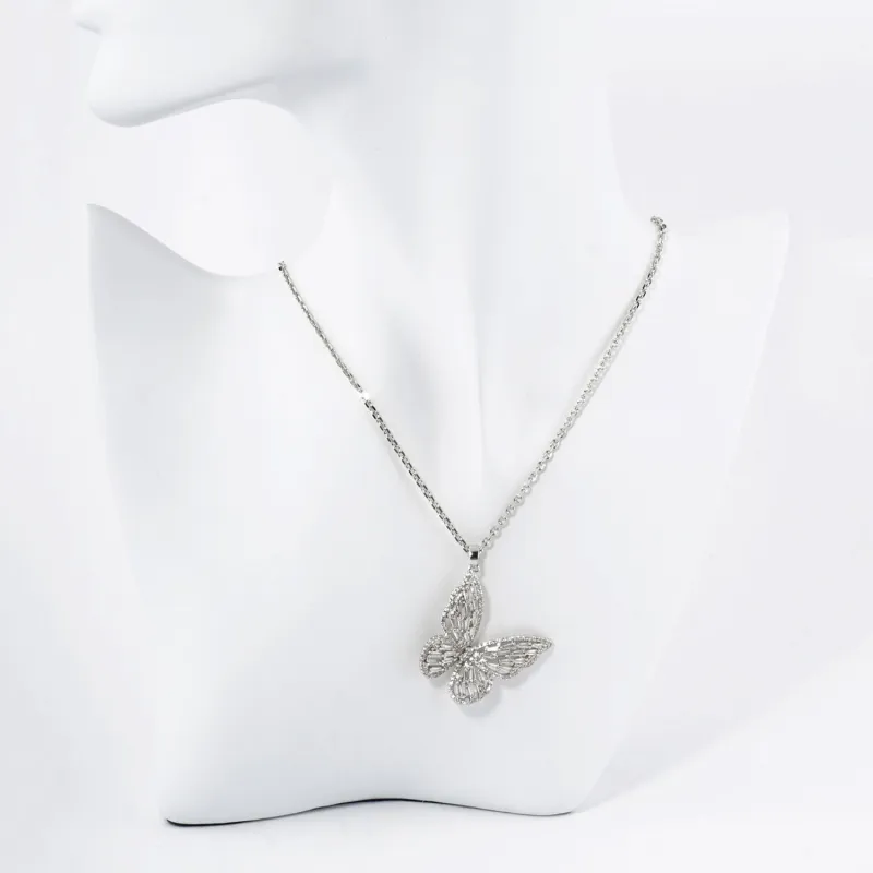 WHITE GOLD DIPPED BUTTERFLY NECKLACE ( 6009 RCR ) sold by Oh My Jewelry
