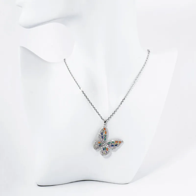 WHITE GOLD DIPPED BUTTERFLY NECKLACE ( 6009 RMT ) sold by Oh My Jewelry