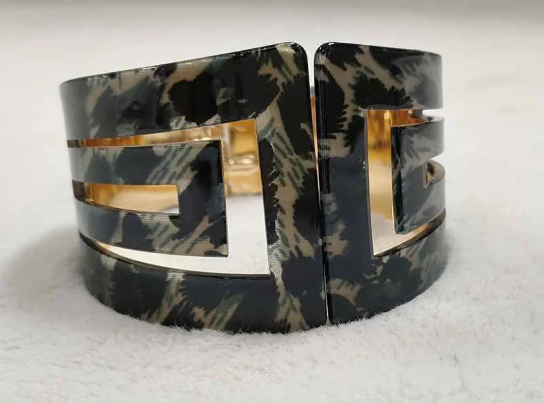 GOLD LEOPARD PRINT BANGLE ( 815 GLEO ) sold by Oh My Jewelry