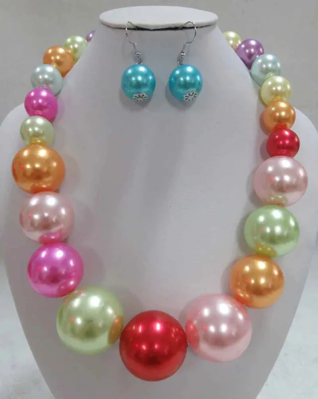 LIGHT MULTI COLOR PEARL NECKLACE SET ( 602 ) sold by Oh My Jewelry