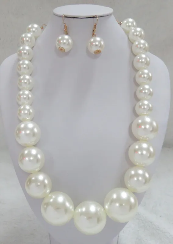 CREAM PEARL NECKLACE SET ( 602 CR ) sold by Oh My Jewelry