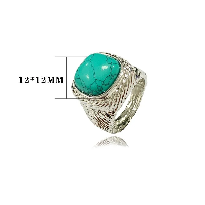 Silver Stretch Ring Turquoise Stone ( 3248 TQ ) sold by Oh My Jewelry