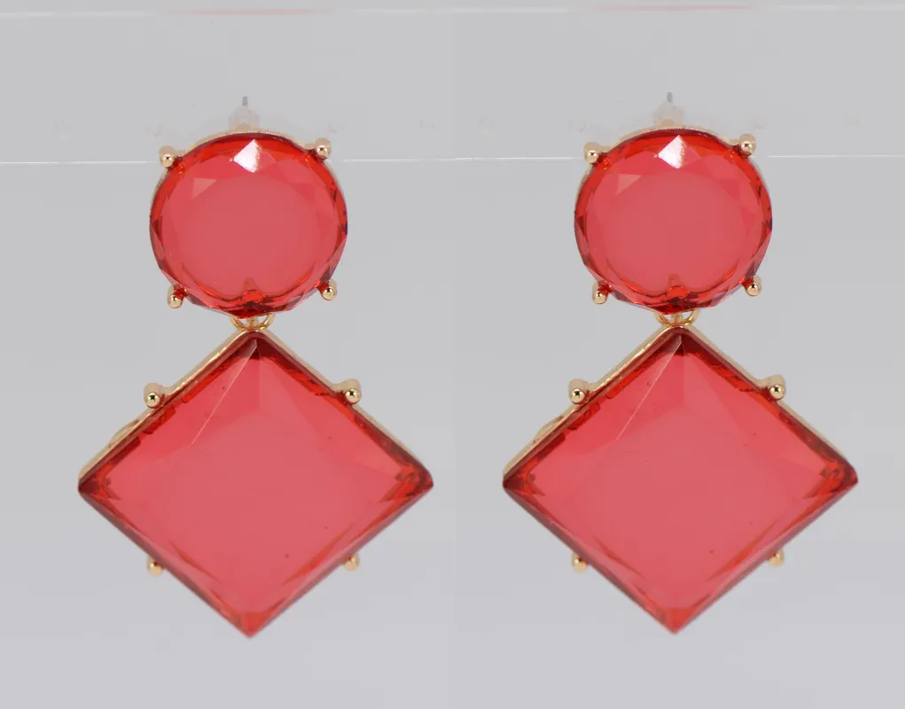 GOLD RED STONE EARRINGS ( 4801 GLRED ) sold by Oh My Jewelry