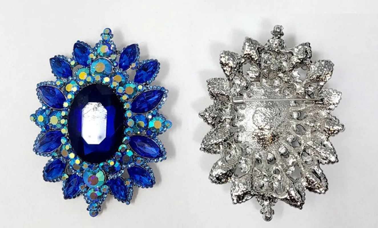 SILVER BLUE BROOCH ( 10008 GBL ) sold by Oh My Jewelry