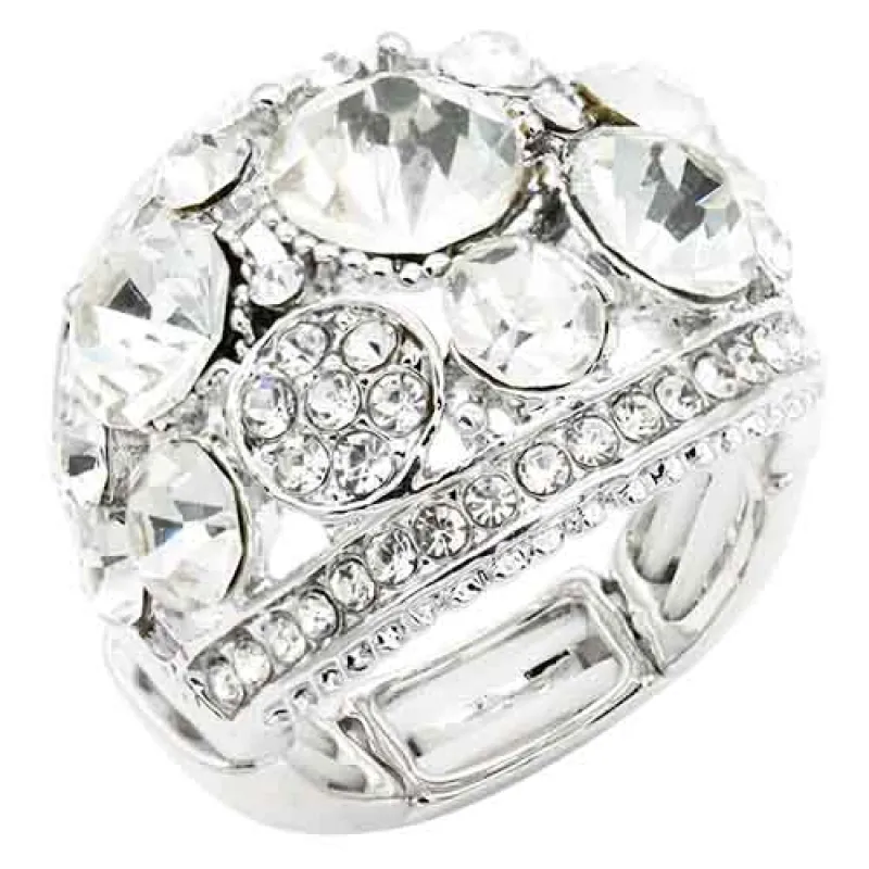 SILVER CLEAR STONE STRETCH RING ( 2268 SVCL ) sold by Oh My Jewelry