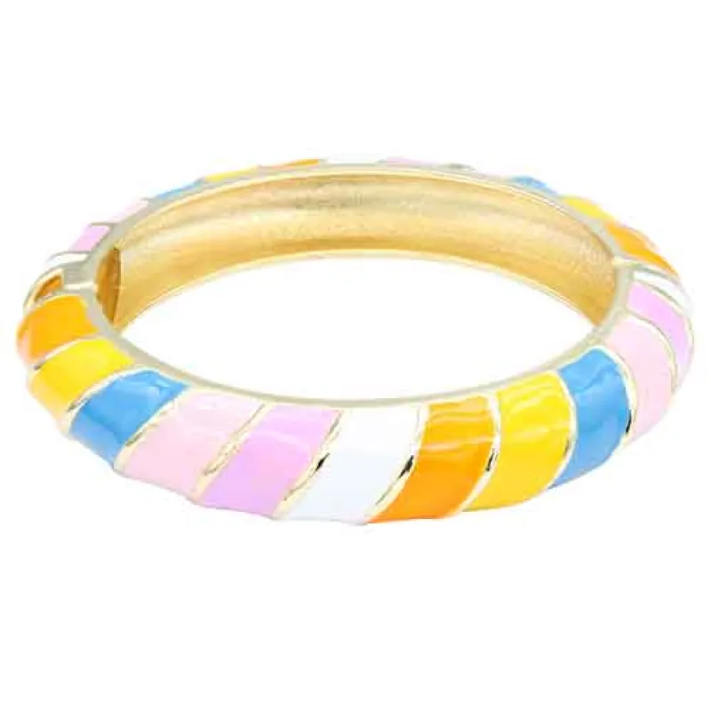 GOLD PLATED MULTI COLOR COLOR ENAMEL HINGED BANGLE ( 5432 MT ) sold by Oh My Jewelry