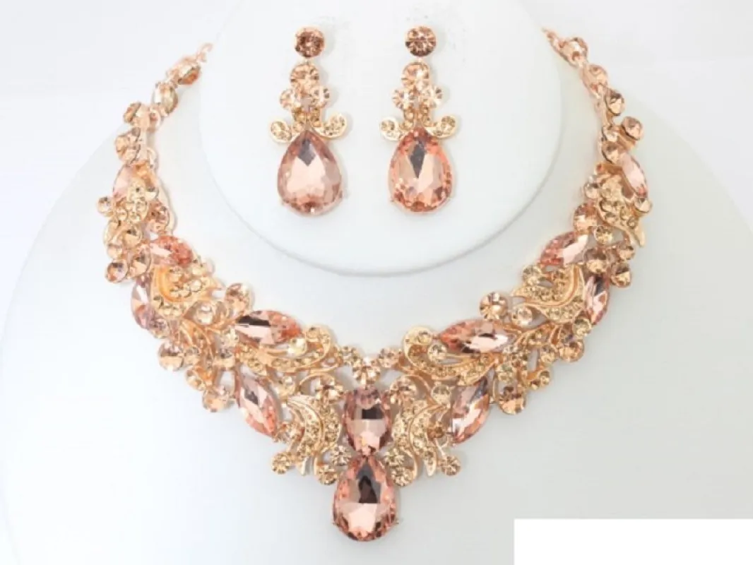 CLUSTER TEARDROP NECKLACE SET ( 20494 RGPEA ) made by Oh My Jewelry
