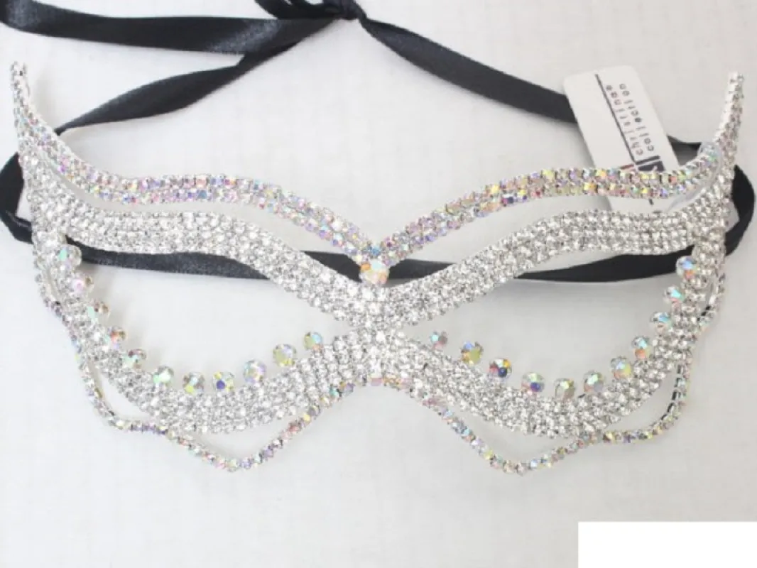SILVER AB RHINESTONE MASK ( 1335 SAB ) sold by Oh My Jewelry
