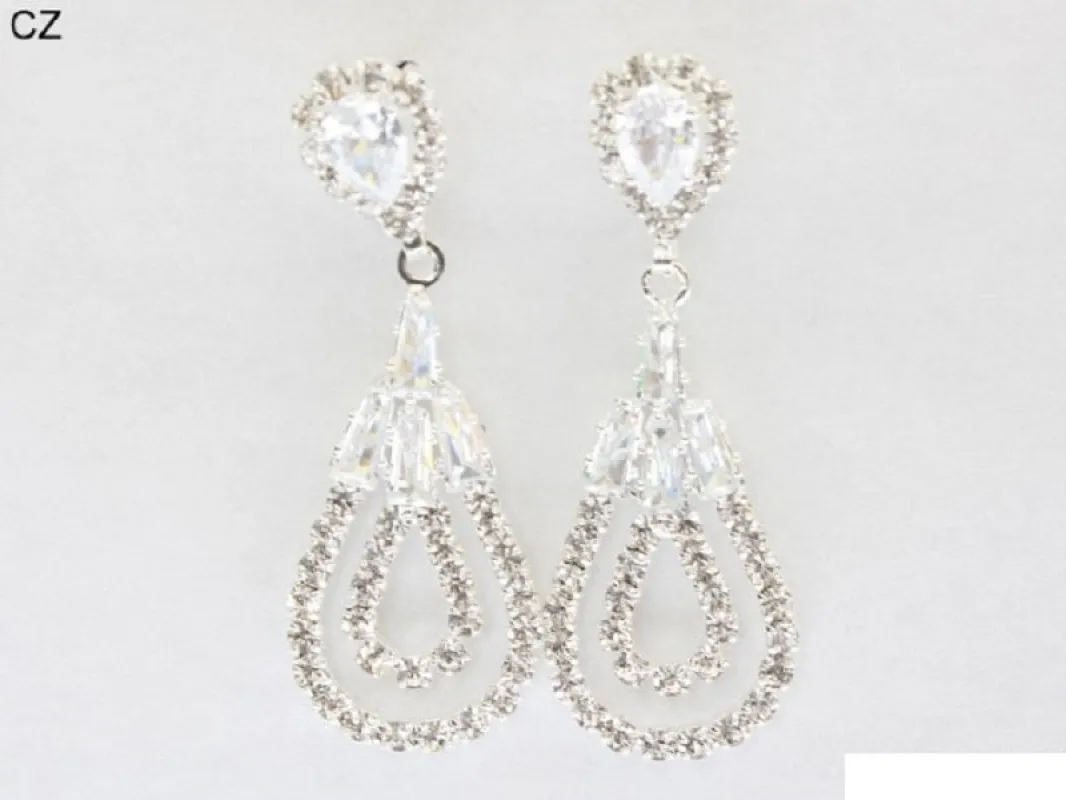 SILVER DANGLING EARRINGS CLEAR CZ STONES ( 6858 SCRY ) sold by Oh My Jewelry
