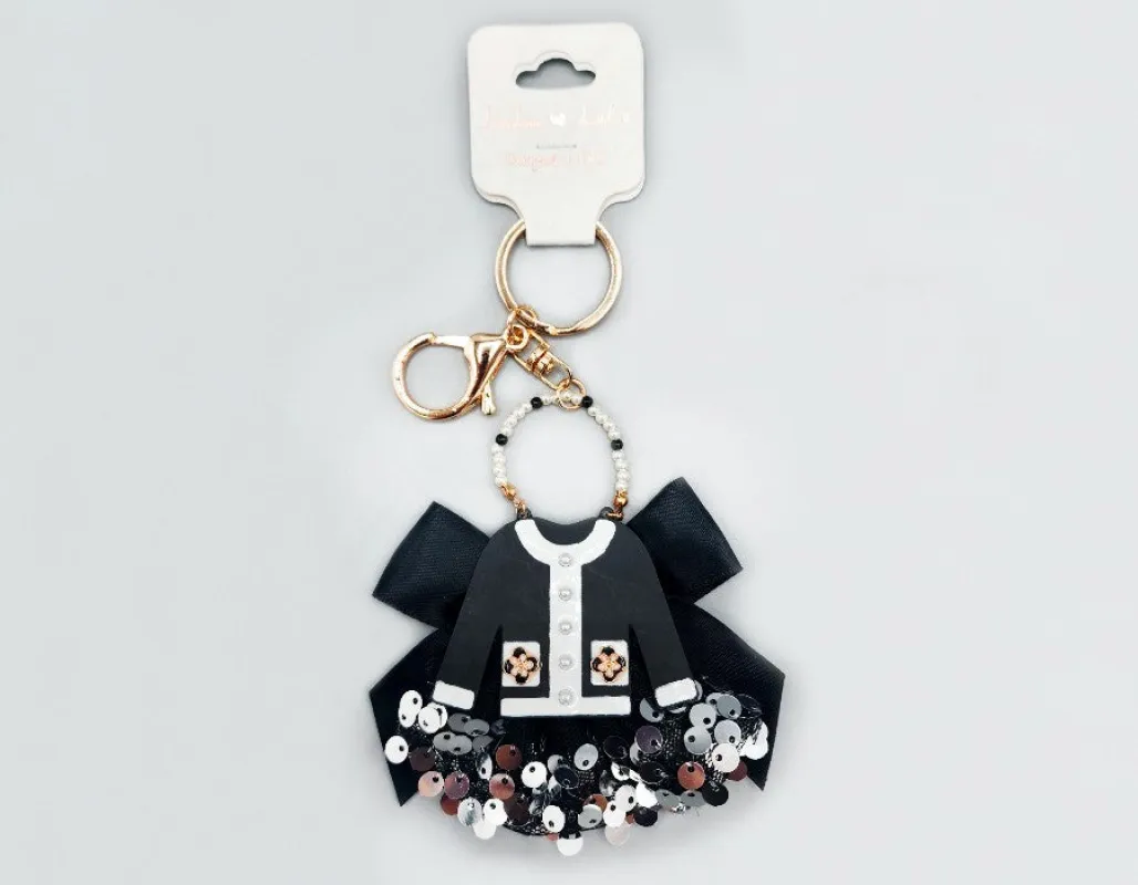 BLACK GOLD WHITE OUTFIT KEYCHAIN ( 1668 GDBK ) sold by Oh My Jewelry