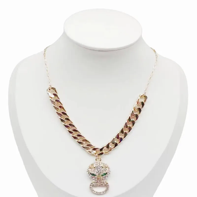 GOLD CAT NECKLACE CLEAR STONES ( 0179 GDCR ) sold by Oh My Jewelry