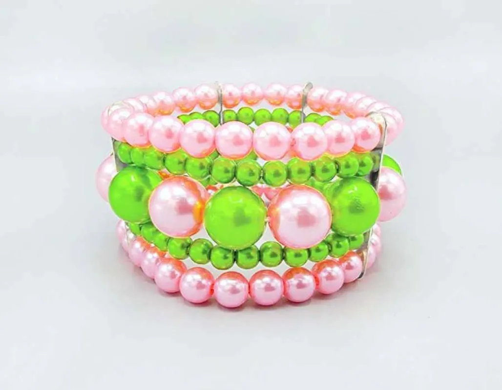 3 PIECE PINK AND GREEN PEARL STRETCH BRACELETS ( 6020 PK ) sold by Oh My Jewelry