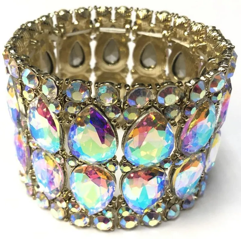 GOLD STRETCH BRACELET AB STONES ( 0125 2X ) sold by Oh My Jewelry