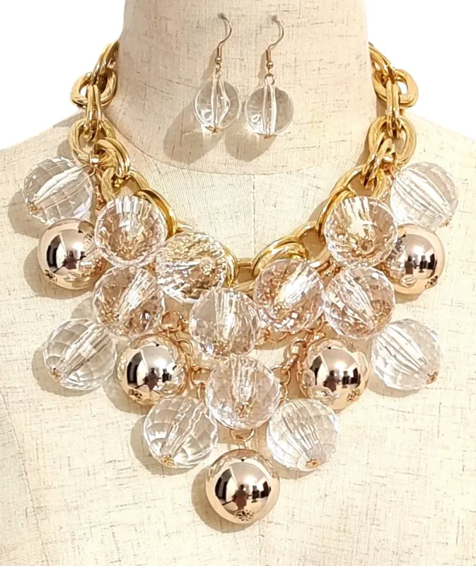BALL BIB NECKLACE SET ( 3638 GPCL ) sold by Oh My Jewelry