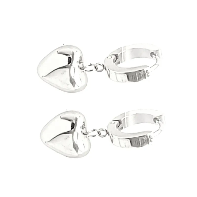 DANGLING HEART HUGGIE HOOP EARRINGS ( 149 RH ) sold by Oh My Jewelry