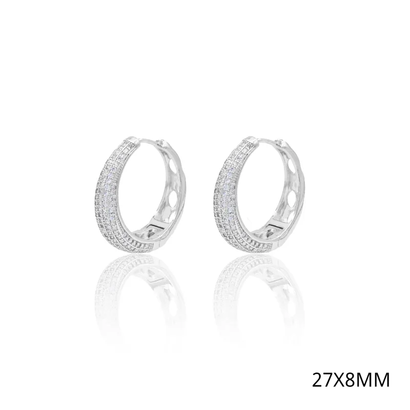 PAVE HOOP EARRINGS CLEAR CZ STONES ( 5309 RH ) sold by Oh My Jewelry