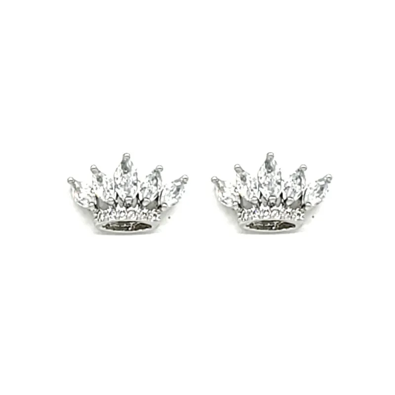 SILVER CROWN CZ STONES EARRINGS ( 5192 RH ) sold by Oh My Jewelry
