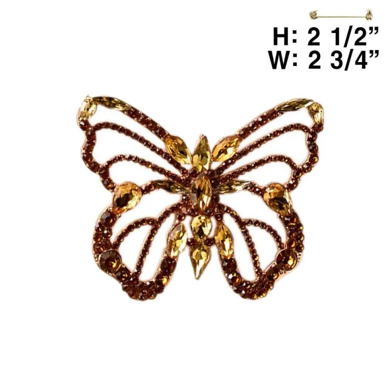 Gold Butterfly Brooch Yellow Stones ( 11961 GYE ) sold by Oh My Jewelry