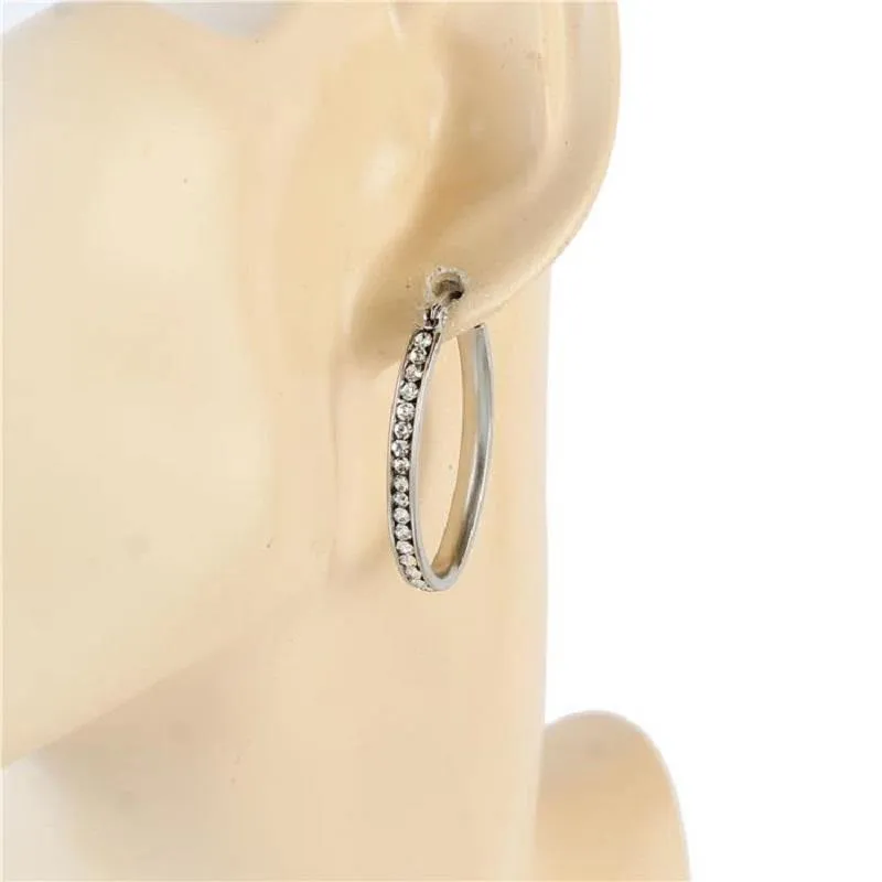 SILVER STAINLESS STEEL HOOP EARRINGS ( 559-30 ) sold by Oh My Jewelry