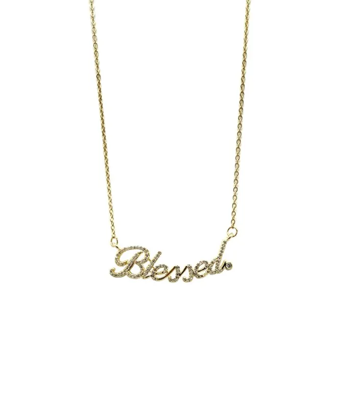 GOLD NECKLACE BLESSED CLEAR STONES ( 3114 GL ) sold by Oh My Jewelry