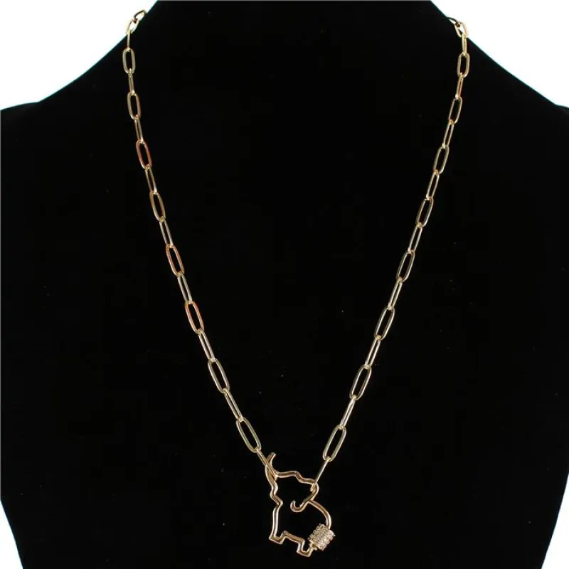 GOLD STAINLESS STEEL ELEPHANT PENDANT NECKLACE ( 3033 G ) sold by Oh My Jewelry