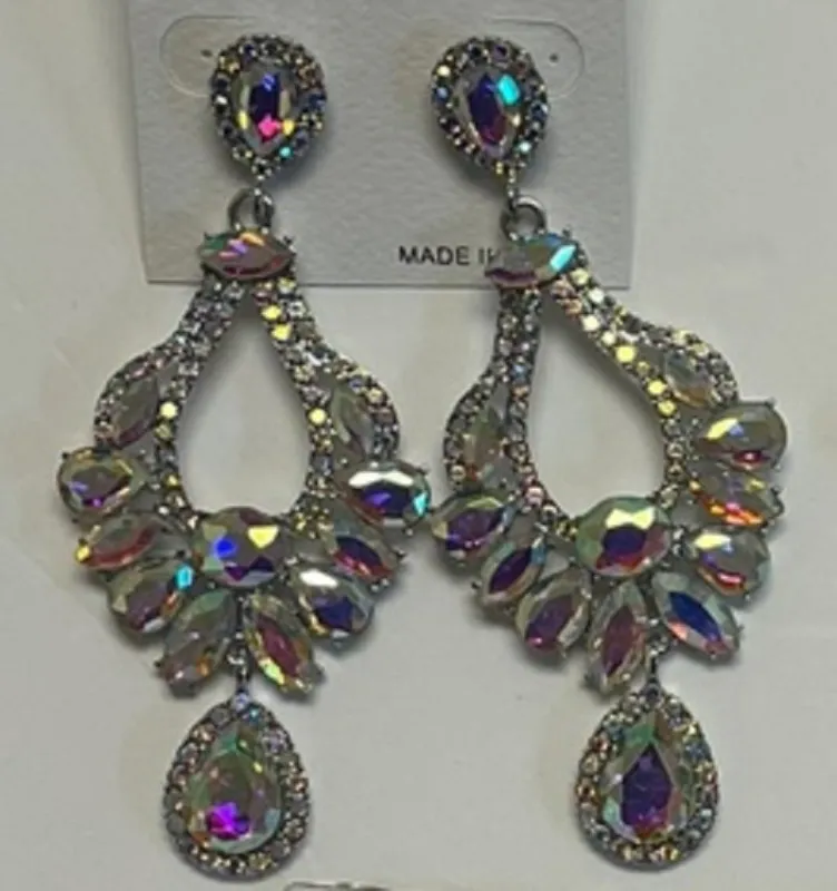 SILVER AB CHANDELIER EARRINGS ( 033686 SAB ) sold by Oh My Jewelry
