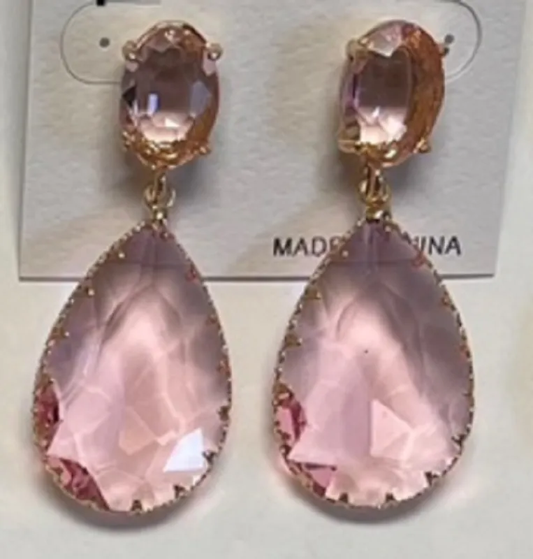 GOLD PINK DANGLING EARRINGS ( 033698 GPK ) sold by Oh My Jewelry