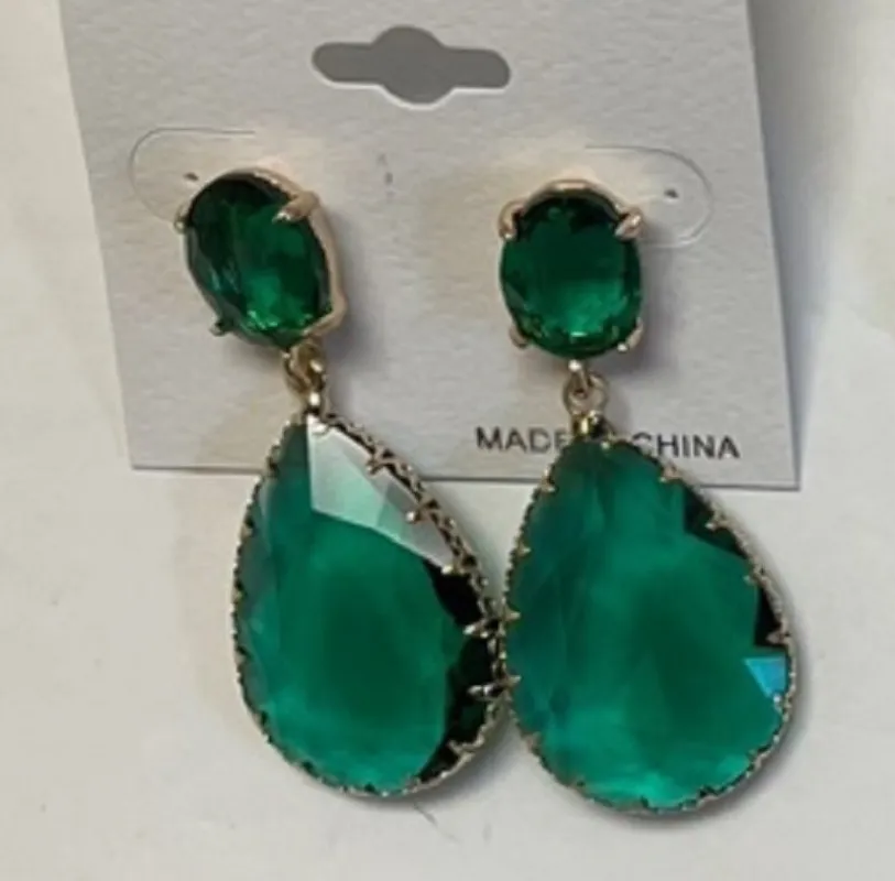 GOLD GREEN DANGLING EARRINGS ( 033698 GGN ) sold by Oh My Jewelry