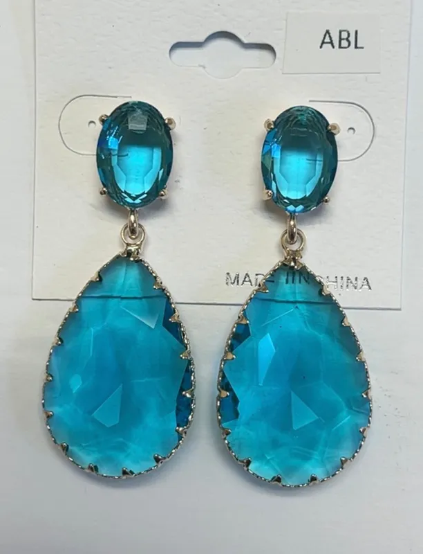 GOLD AQUA DANGLING EARRINGS ( 033698 GAQ ) sold by Oh My Jewelry
