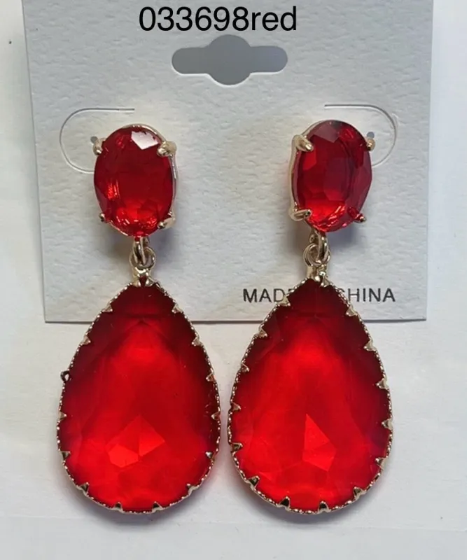 GOLD RED DANGLING EARRINGS ( 033698 GRD ) sold by Oh My Jewelry
