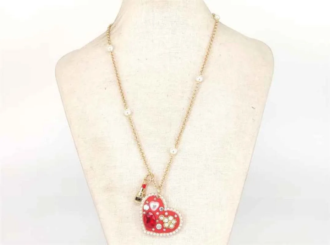 LONG GOLD HEART NECKLACE SET ( 1862 GDRD ) sold by Oh My Jewelry