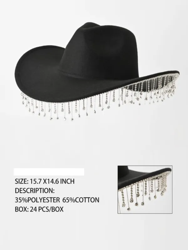 BLACK COWBOY HAT DANGLING CHAINS ( 3358 BLACK ) made by Alice + Olivia