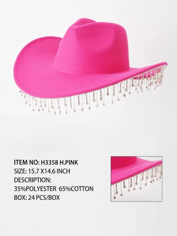 HOT PINK COWBOY HAT DANGLING CHAINS ( 3358 HPINK ) made by Alice + Olivia