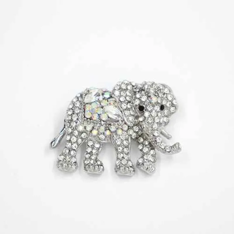 SILVER ELEPHANT BROOCH CLEAR STONES ( 2009 CLR ) sold by Oh My Jewelry