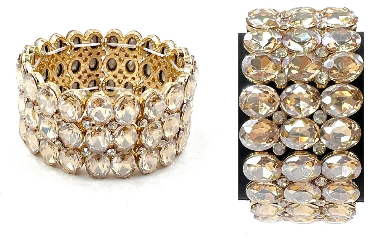 Gold LIGHT TOPAZ Stretch Bracelet ( 0264 2LT ) sold by Oh My Jewelry