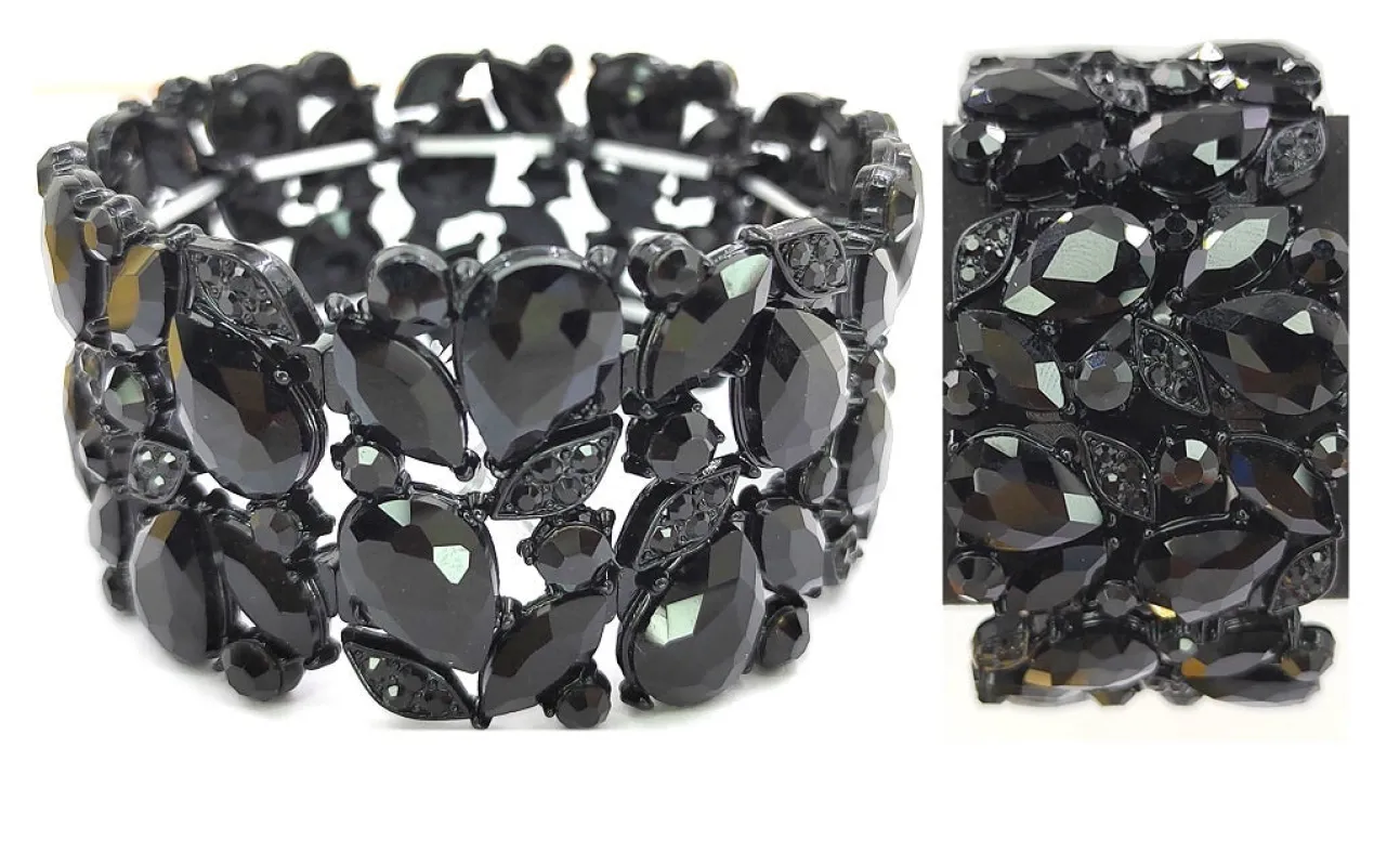 BLACK STRETCH BRACELET BLACK STONES ( 0237 4J ) sold by Oh My Jewelry