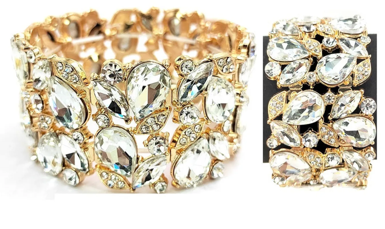 GOLD STRETCH BRACELET CLEAR STONES ( 0237 2C ) sold by Oh My Jewelry