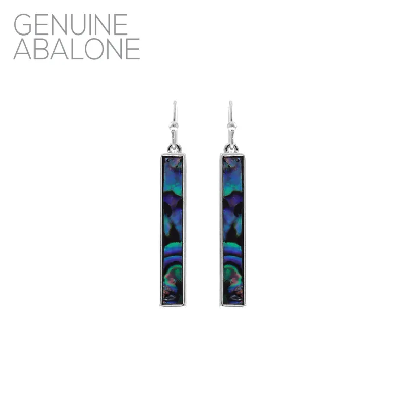 SILVER ABALONE RECTANGLE EARRINGS ( 27310 VMMR ) sold by Oh My Jewelry
